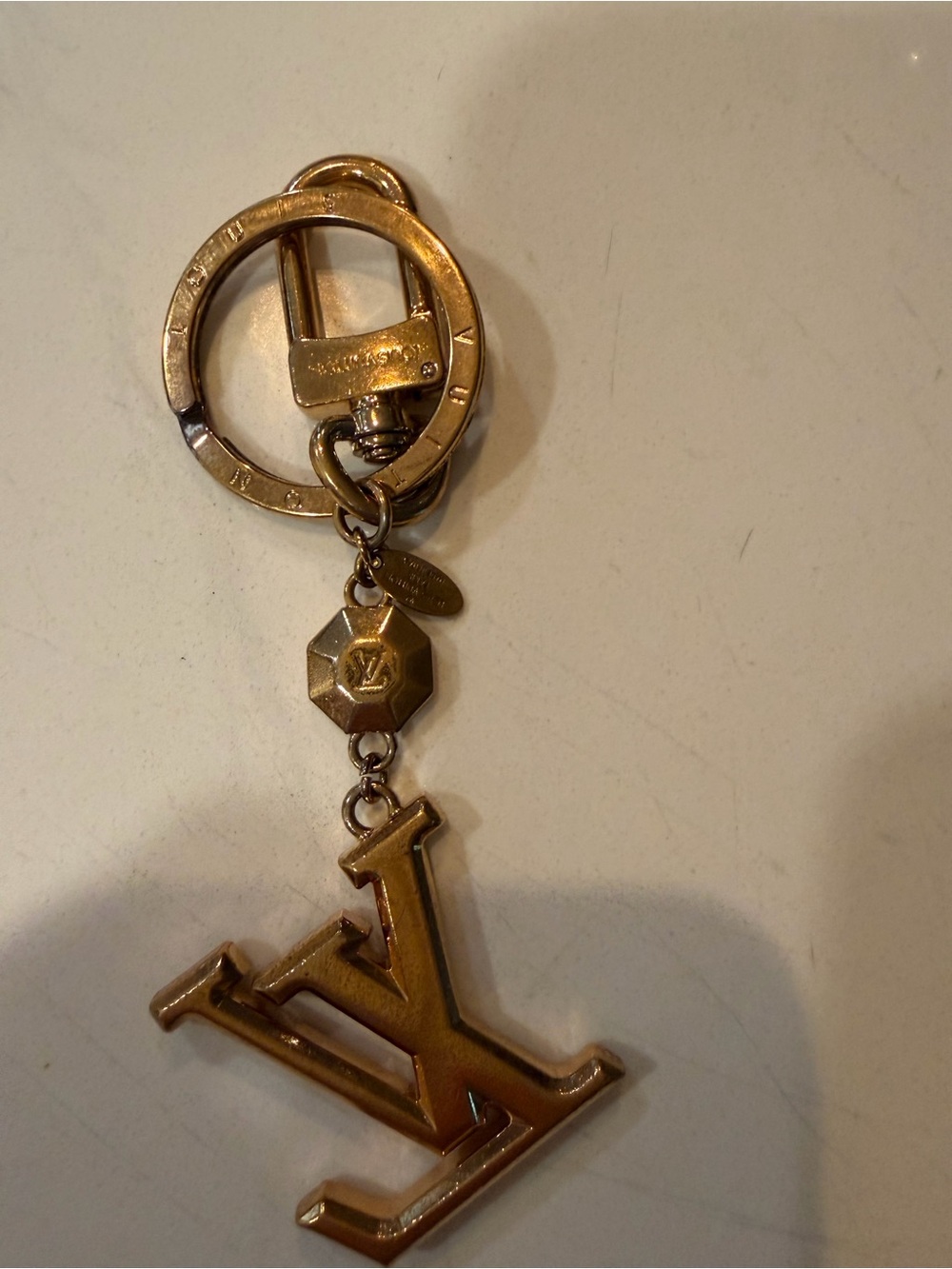Louis Vuitton Gold LV Initials Key Charm Keyring